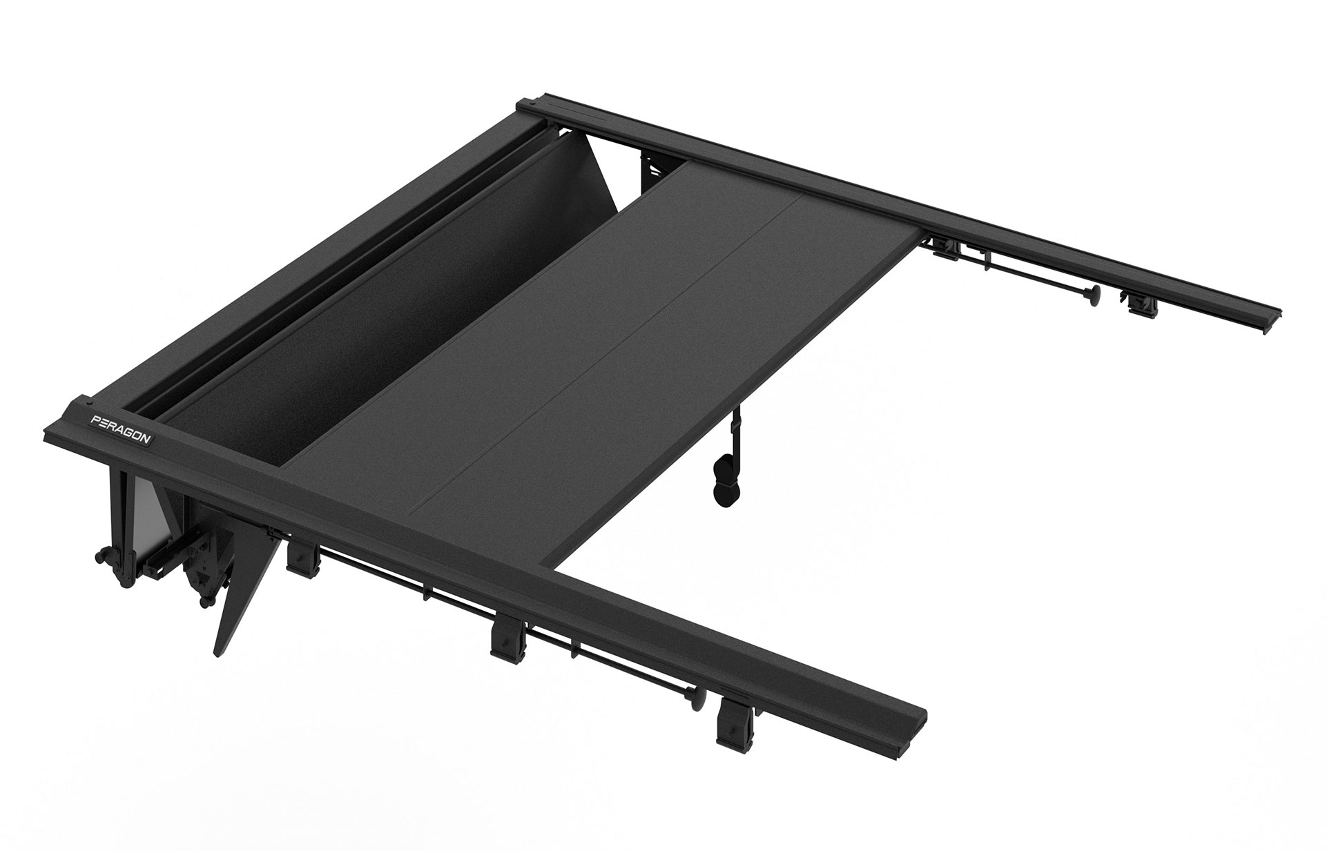 The Peragon retractable cover half open.